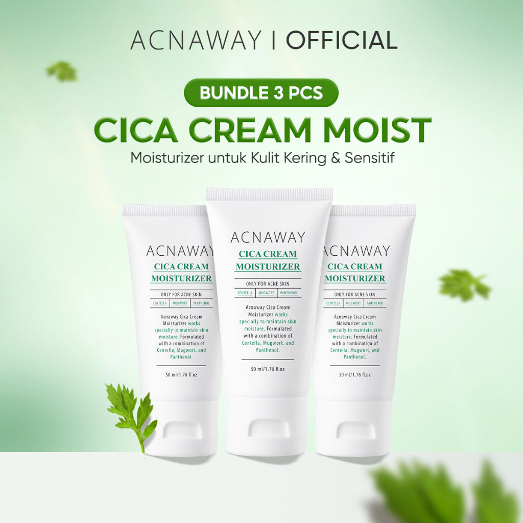 ACNAWAY Cica Cream Moisturizer – Pelembab Wajah untuk Kulit Berjerawat, Sensitif & Acne Prone | Melembapkan, Menenangkan, Mengatasi Jerawat Perawatan Kulit  Cepat Menyerap Moisturizer Cream Skin Barrier Moisture Krim Siang Centella + Mugwort + Panthenol