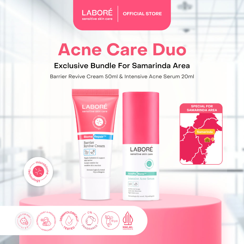 [TERSEDIA DI SELURUH INDONESIA] Labore Acne Care Duo (Barrier Revive Cream 50ml & AcnePro Biome Intensive Acne Serum 20ml) - Paket Moisturizer dan Serum Jerawat untuk Kulit Sensitif