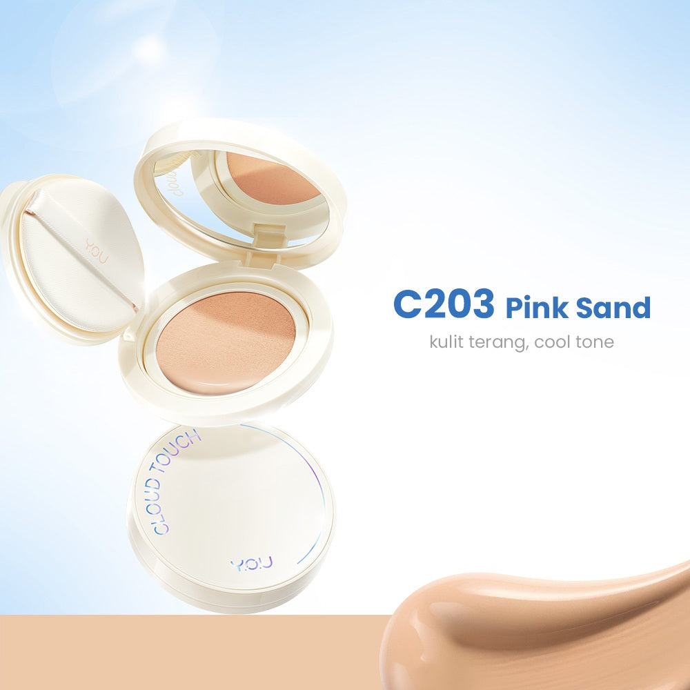 YOU Cloud Touch Dreamy-fit Lasting Mesh Cushion Cushion Foundation Natural Matte Finish Tahan Lama 24 Bedak Wajah SPF Kosmetik