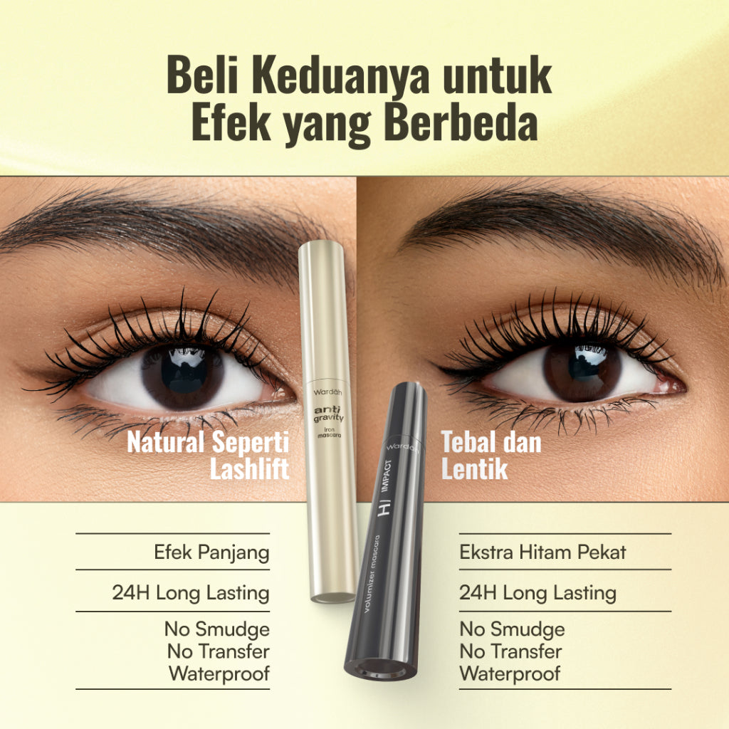 [MASCARA SASHFIR] NEW! WARDAH Hi-Impact Volumizer Mascara 13X Volume & Curl Effect - Mascara Waterproof - Maskara Jigrak - No Fake Lashes - Bulu Mata Lentik Panjang Tebal Tahan Lama - 24 Jam Longlasting, Smudgeproof, No Clumpy - Eye Makeup