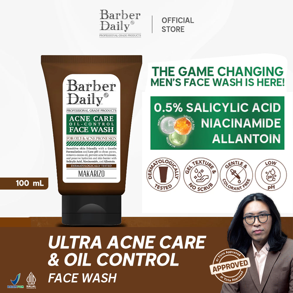 Paket Ganteng Anti Ribet - Scentsations Amber Wood & Barber Daily Acne and Oil Control Face Wash