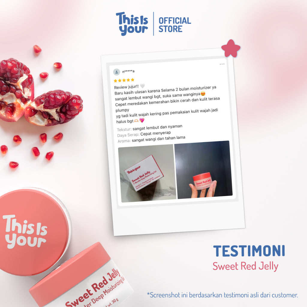 [BEST SELLER] This is Your Sweet Red Jelly C-Booster Deep Moisturizer Gel 30g | Mengandung WhiteTen, Pomegranate Extract, Actibiome | Membantu Memperbaiki Skin Barrier, sebagai Pelembab Wajah Membantu Mengencangkan dan Mencerahkan Wajah Yang Kusam