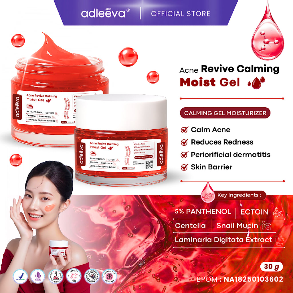 ADLEEVA - Revive Calming Moist Gel - Bantu menenangkan kulit berjerawat, Dermatitis, Breakout, Purging Serta Meredakan Kemerahan