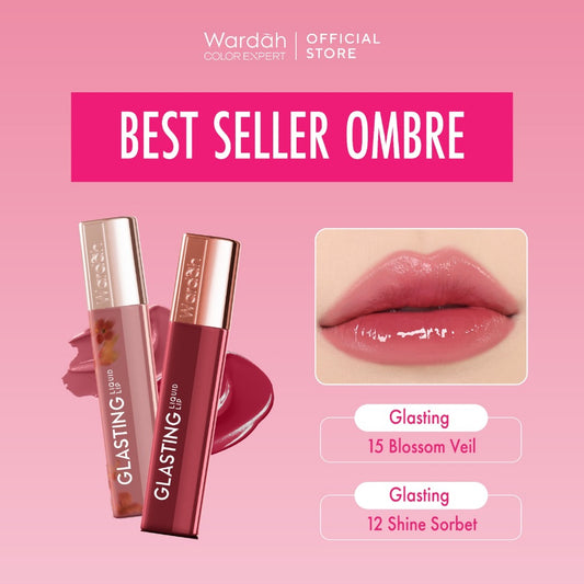 [OMBRE COVER BIBIR GELAP] WARDAH Ombre Glasting Liquid Lip + Matte Lip Cream -Lip-Stain-Lipgloss-Lipstik-Lip Matte-Lipcream-Lip Cream- Glossy Longlasting Waterproof Tahan Lama - Glaze Lip - Makeup - Liptin Anak Sekolah