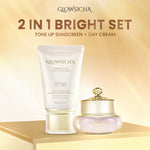 Glowsicha Bundle 2in1 Tone Up Sunscreen + Bright Day Cream - Paket Lengkap Krim Mencerahkan dan proteksi sinar UV SPF 50 PA+++