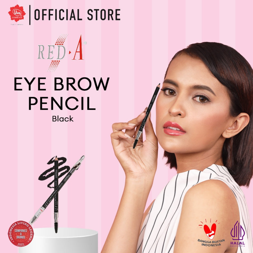 Red-A 3-in-1 Eye Brow Pencil with Spoolie & Sharpener - WATERPROOF, BLENDABLE, MULTIUSE (Tersedia 3 Varian Warna)