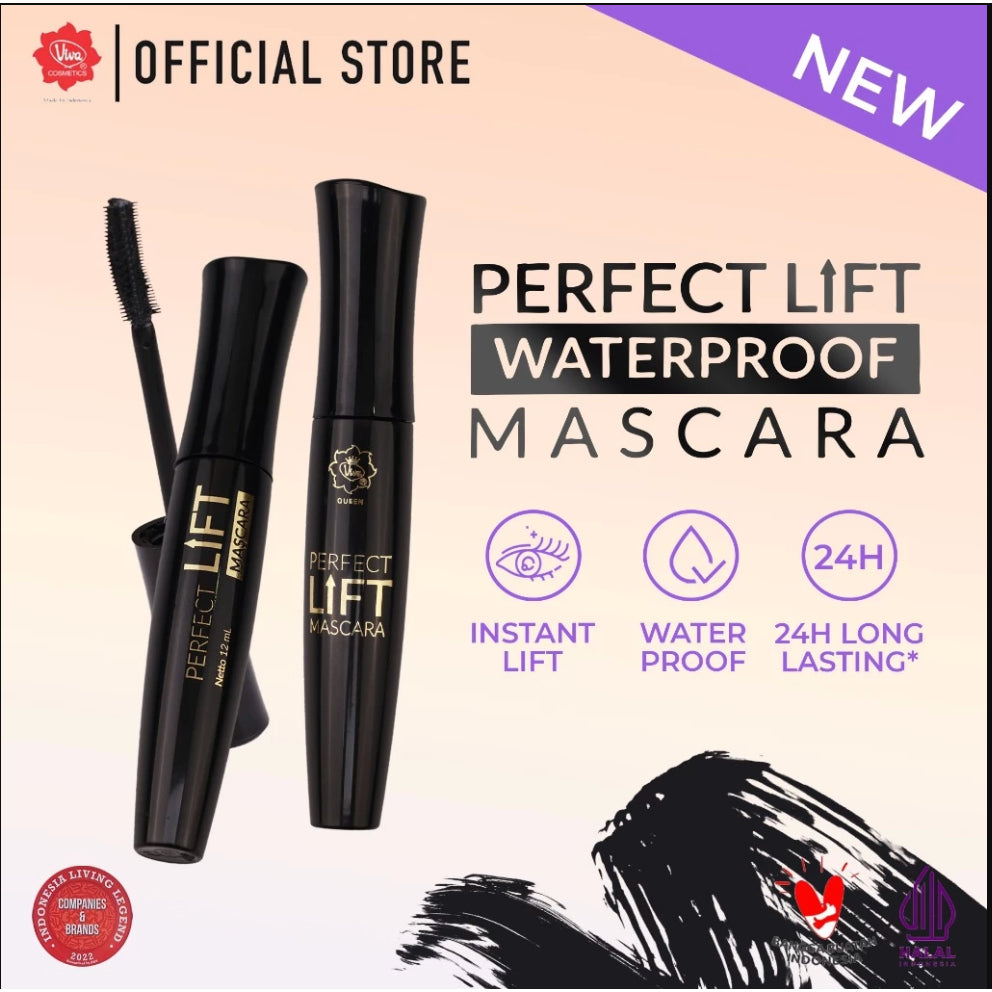 [NEW] Viva Queen Perfect Lift WATERPROOF Mascara: Natural Lasting Curl with Lash Boosting yang Merawat Bulu Mata, up to 24-Hour Wear.
