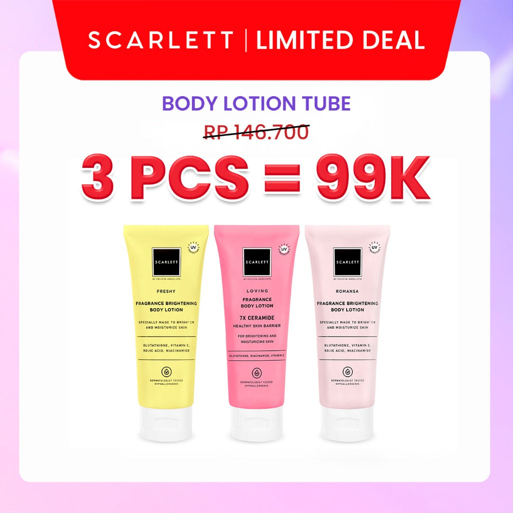 Scarlett Whitening Body Lotion Mencerahkan - Kemasan Baru Tube 180ml