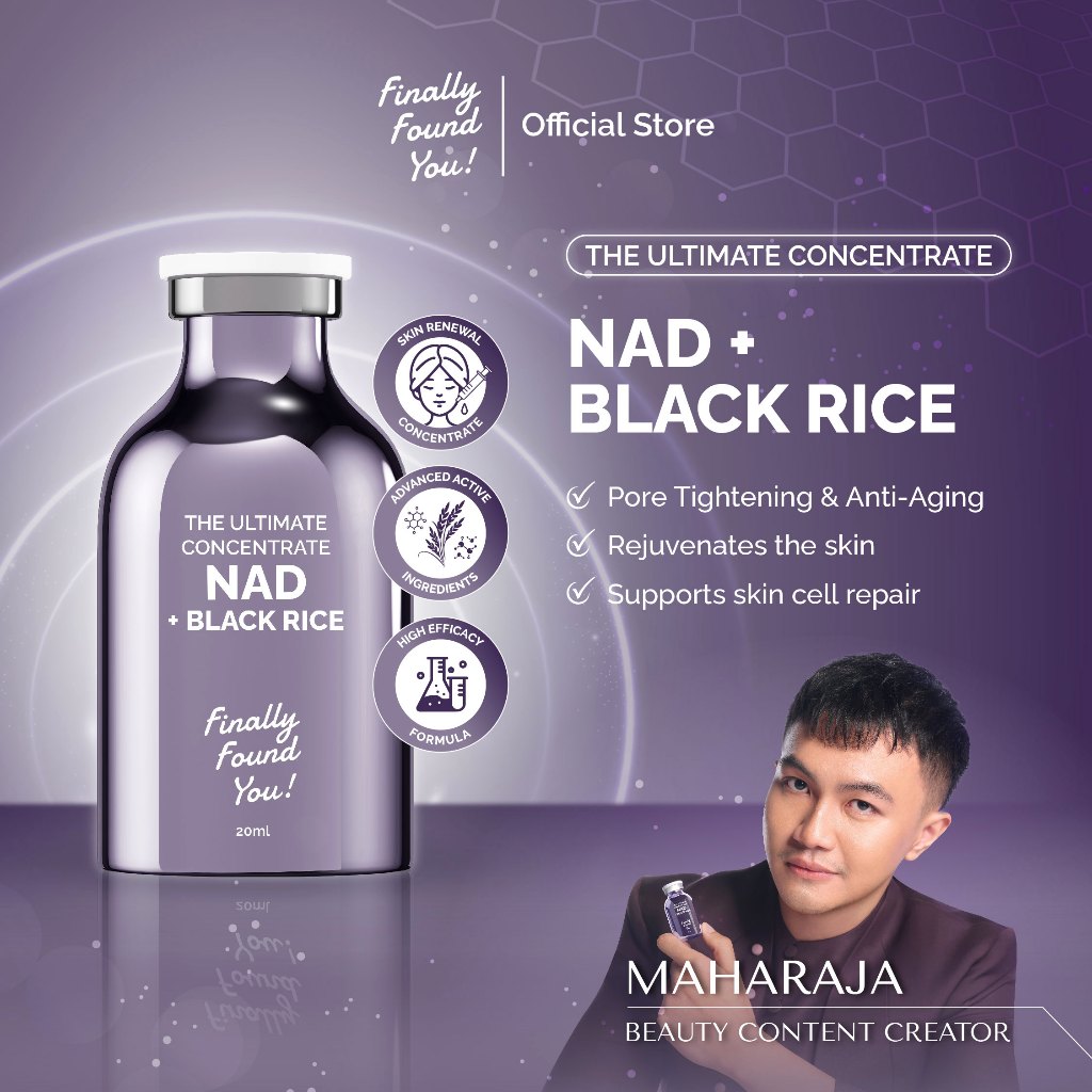 The Ultimate Concentrate NAD + Black Rice 20mL | Pore-Tightening & Brightening Serum untuk membantu mengecilkan pori dan mencerahkan kulit