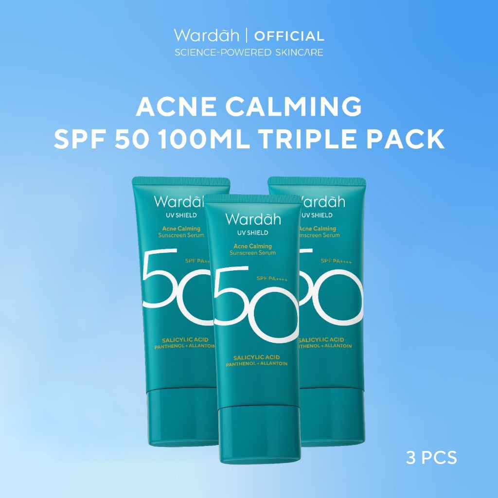 [TRIPLE PACK] Wardah UV Shield Sunscreen SPF 35 SPF 50 Airy Smooth Essential Gel Acne Calming Aqua Fresh Tone Up Physical - Skincare