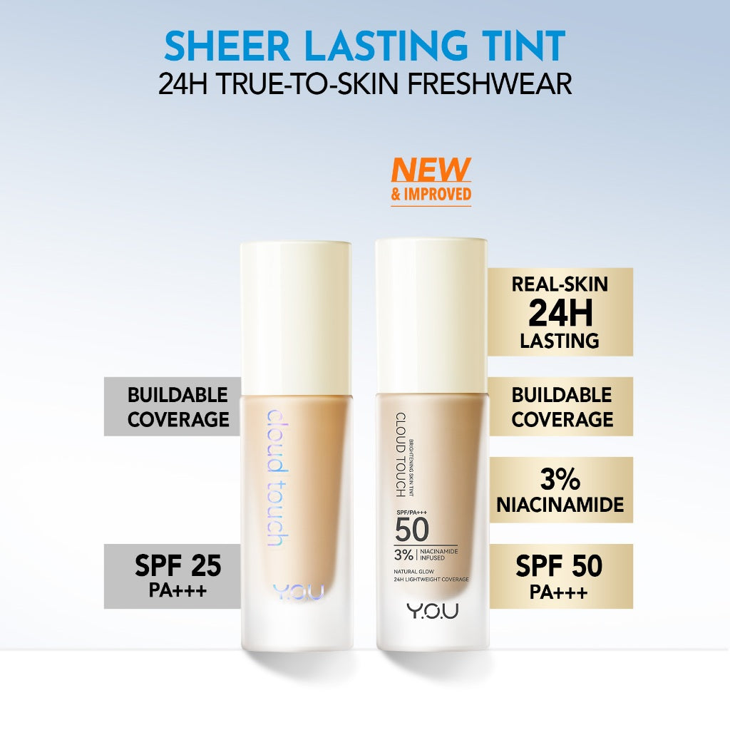 YOU 2in1 Base Makeup Bundle Cloud Touch 3% Niacinamide Brightening Skin Tint & Noutriwear+ Airy Fit Loose Powder