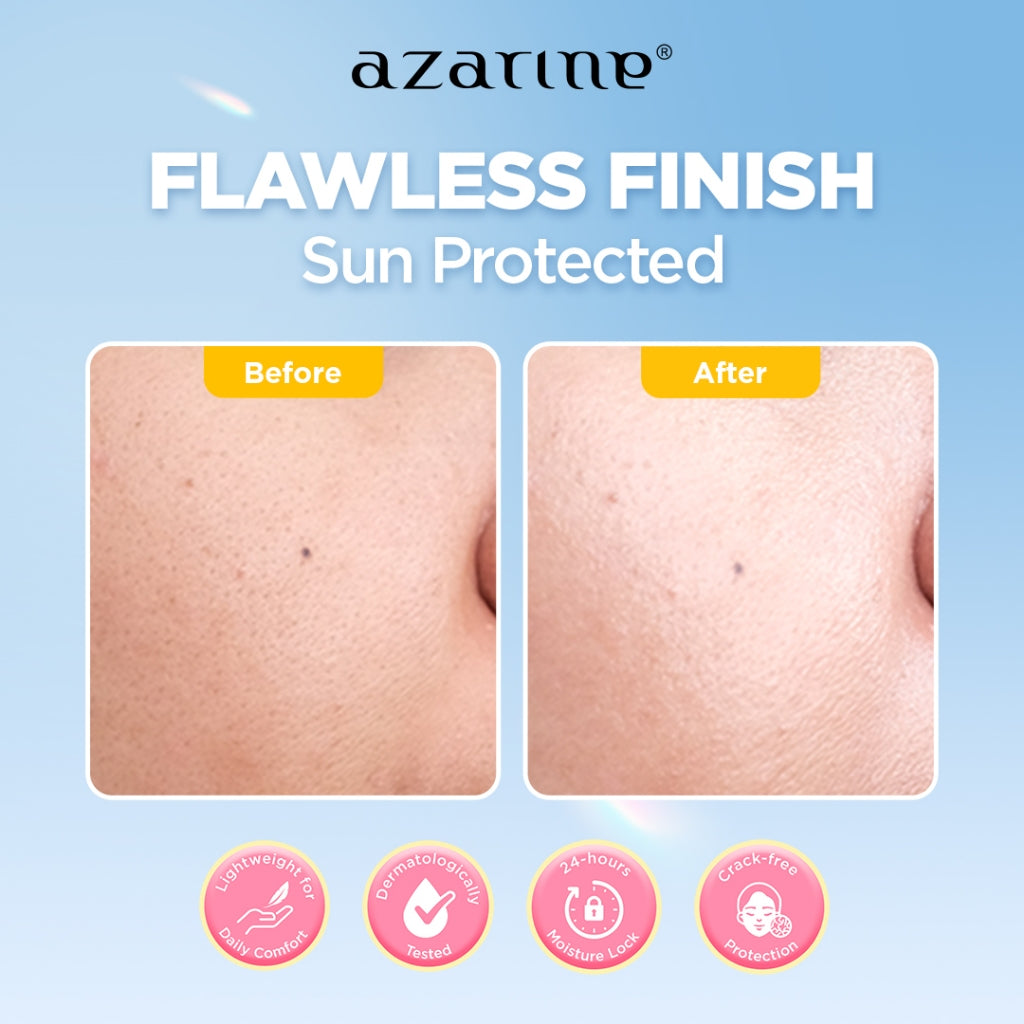 Azarine Glow Guard Kit [5 PCS] BASIC SET MAKEUP LENGKAP SKINCARE DAN MAKEUP! Moisturizer + Invisipore Primer Sunscreen SPF 50 PA++++ + Lipstick + Blush On + Covermatte Cushion Tahan Lama Flawless Matte Finish Lightweight Makeup