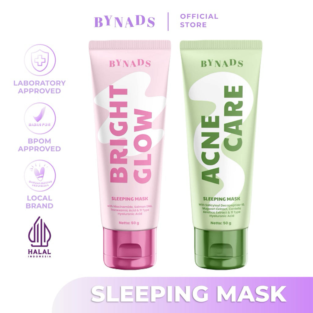 [OFFICIAL] Bynads Bright Glow Sleeping Mask with 4% Niacinamide Acne Care Sleeping Mask with Salicyloyl Decapeptide-10 Bynads 3IN1 Moisturizer Sleepingmask Wash Off Mask Salmon DNA Bynads