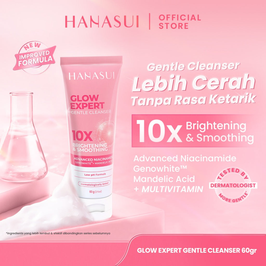 【5pcs Hemat】Hanasui Glow Expert Gentle Cleanser New Improved Formula - Sabun Cuci Muka Foam Cerah & Kurangi Kusam Lembut Tidak Ketarik