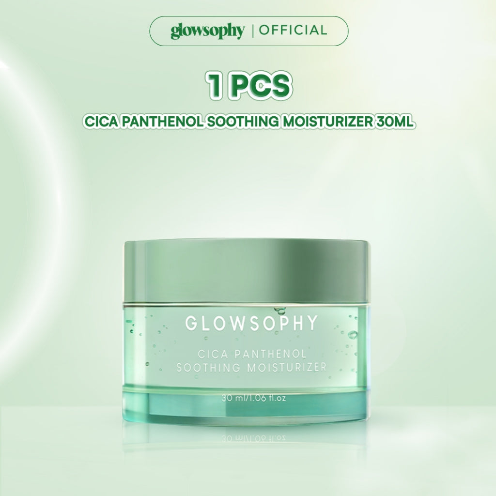 Glowsophy CICA Centella Soothing Moisturizer Gel 30ml - Pelembab Wajah Ringan Kulit Berjerawat & Sensitif untuk Membantu Menenangkan dan Meredakan Jerawat Kemerahan dengan sensasi Calming