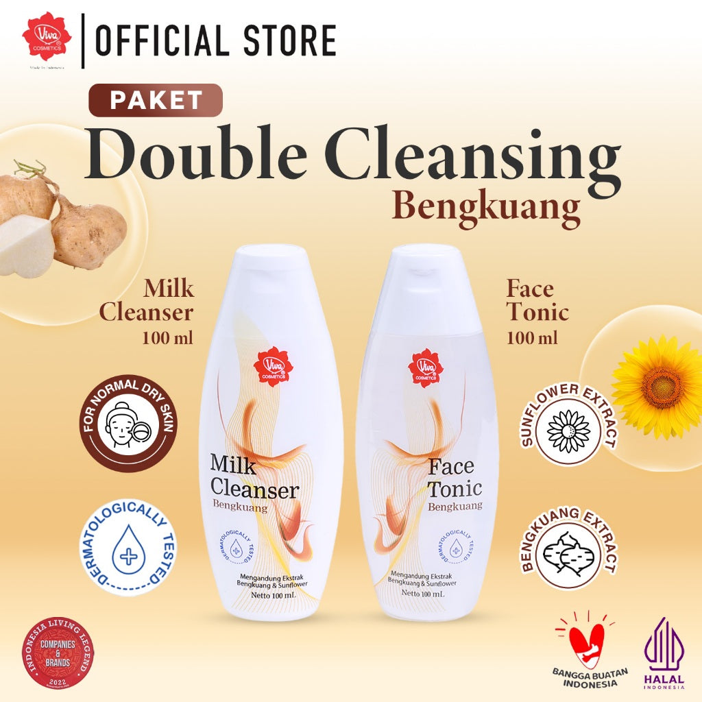 [PROMO] Paket_Double_Cleansing_Bengkuang - Viva Milk Cleanser & Face Tonic Bengkuang (100 ml & 200 ml)