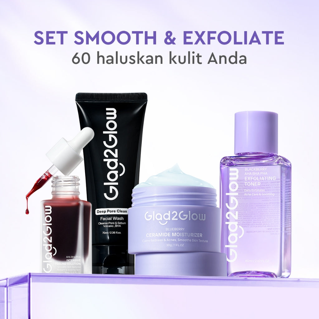 [HEMAT 60K]Glad2Glow Kulit Halus Bundle 7in1 eksfoliasi wajah Skincare Set-Pulihkan/Cerah Krim+Glowing Serum/Peeling Solution+ Cleanser+Eksfoliasi Toner-peeling whitening Moisturizer facial wash Pelembab skincare 1 set lengkap G2G glad2glow official store