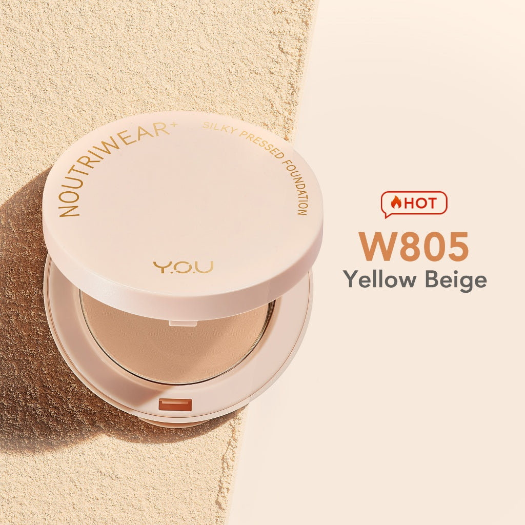 YOU NoutriWear+ Silky Pressed Foundation Full Coverage Oil Control & Tahan Lama 24 Jam | Bedak Padat Perfect Coverage | Bedak Pengontrol Minyak