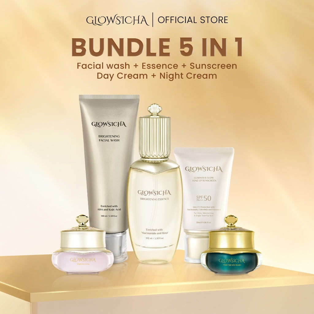 Glowsicha Bundle 6in1 (3pcs Day Cream + 3pcs Night Cream Jelly Booster) Krim Siang Malam Cerah Glowing Niacinamide UV Filter Gold Gel Cream Wajah Lembab Mencerahkan Skincare Harian Paket Lengkap Perawatan Wajah Krim Siang Malam Halus Lembut BPOM