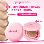 Glowsophy Bundle 2Pcs Cover Glow Serum Cushion Long Lasting All Day - Healthy Glow Finish Cushion Ringan dengan Medium Coverage Menyamarkan Pori-Pori dan Garis Halus Cushion Kulit Asia Foundation Waterproof Make Up Setting Hasil Akhir Glowing