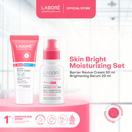 Labore Skin Bright Moisturizing Set - Multi-Pigmentation Brightening Serum 20 ml |   Barrier Revive Cream 50 ml - Serum Brightening Mencerahkan Mengatasi Multi Pigmentasi Bekas Jerawat PIE PIH Moisturizer Kulit Sensitif Skincare Best Seller