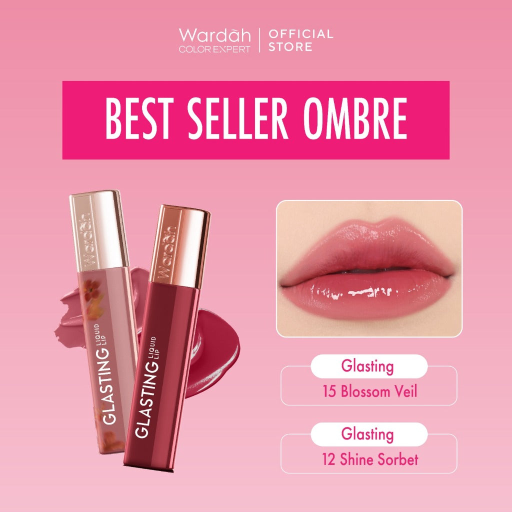 [OMBRE COVER BIBIR GELAP] WARDAH Ombre Glasting Liquid Lip + Matte Lip Cream -Lip-Stain-Lipgloss-Lipstik-Lip Matte-Lipcream-Lip Cream- Glossy Longlasting Waterproof Tahan Lama - Glaze Lip - Makeup - Liptin Anak Sekolah