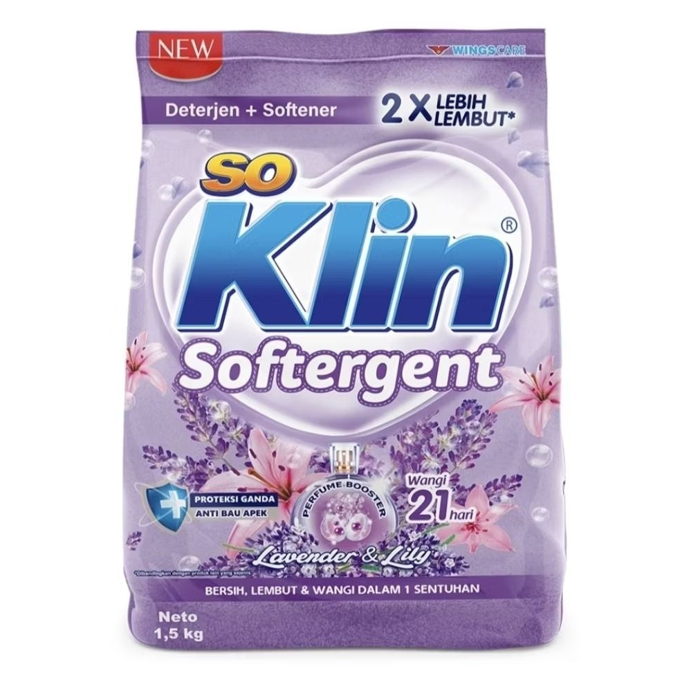 So Klin Softergent Deterjen Bubuk + Pelembut Pakaian Refill 1.5 kg