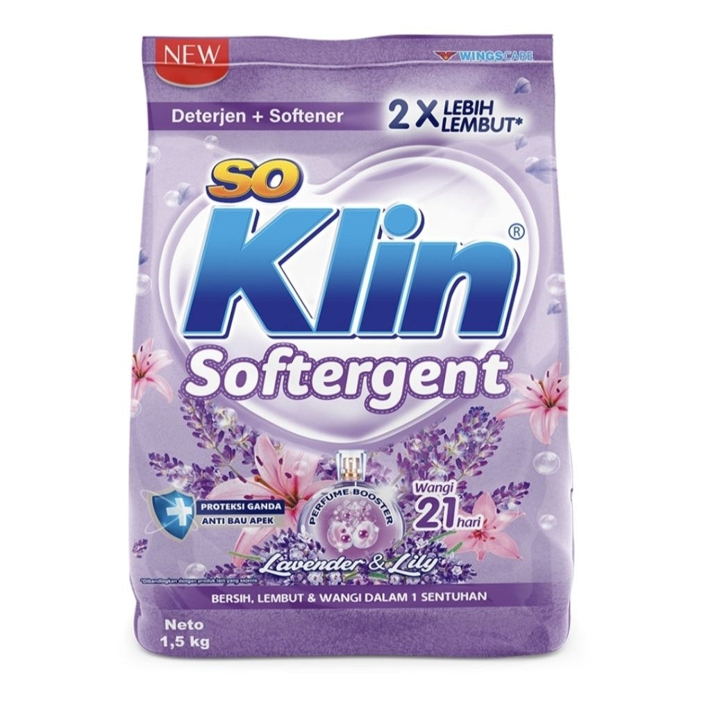 So Klin Softergent Deterjen Bubuk + Pelembut Pakaian Refill 1.5 kg