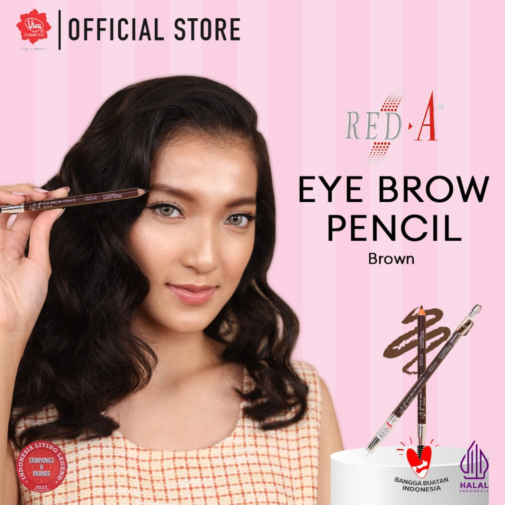 Red-A 3-in-1 Eye Brow Pencil with Spoolie & Sharpener - WATERPROOF, BLENDABLE, MULTIUSE (Tersedia 3 Varian Warna)
