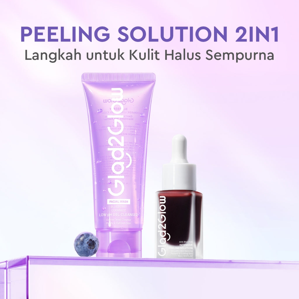 [Set Eksfoliasi]Glad2Glow Kulit Halus Bundle all in 1 - 2/3/4/5 PCS eksfoliasi wajah Skincare Set-Pulihkan/Cerah Krim+Peeling Solution+ Cleanser+Eksfoliasi Toner-peeling whitening Moisturizer facial wash Pelembab G2G glad2glow official store