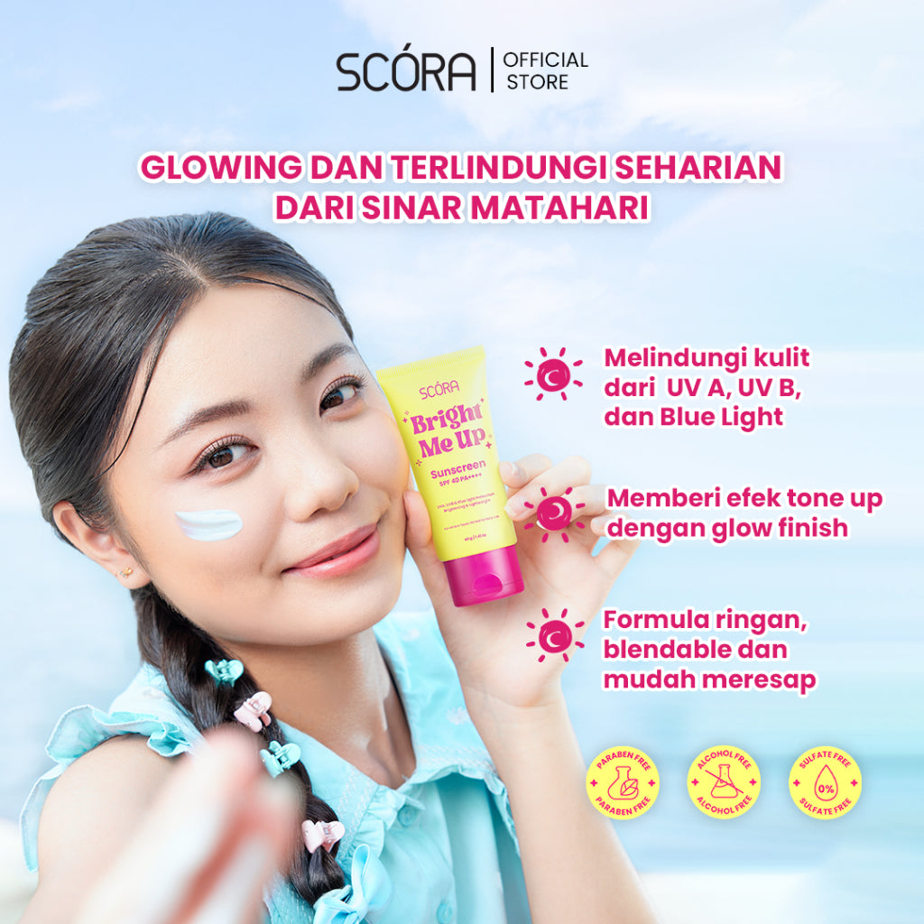 [BUNDLE SET] SCORA Bloop Pop Gloss Balm 2 gr + SCORA Bright Me Up Sunscreen 40 Gr + SCORA Sheer Glow Tone Up Cream 30 ml + SCORA Moisturizer 40ml