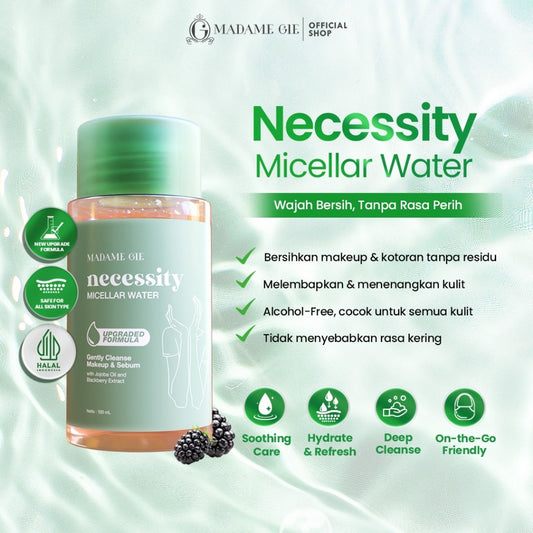 Madame Gie Nescessity Gentle Wash Micellar Water 01 100ml – Pembersih Wajah Makeup Remover Travel Size & All Skin