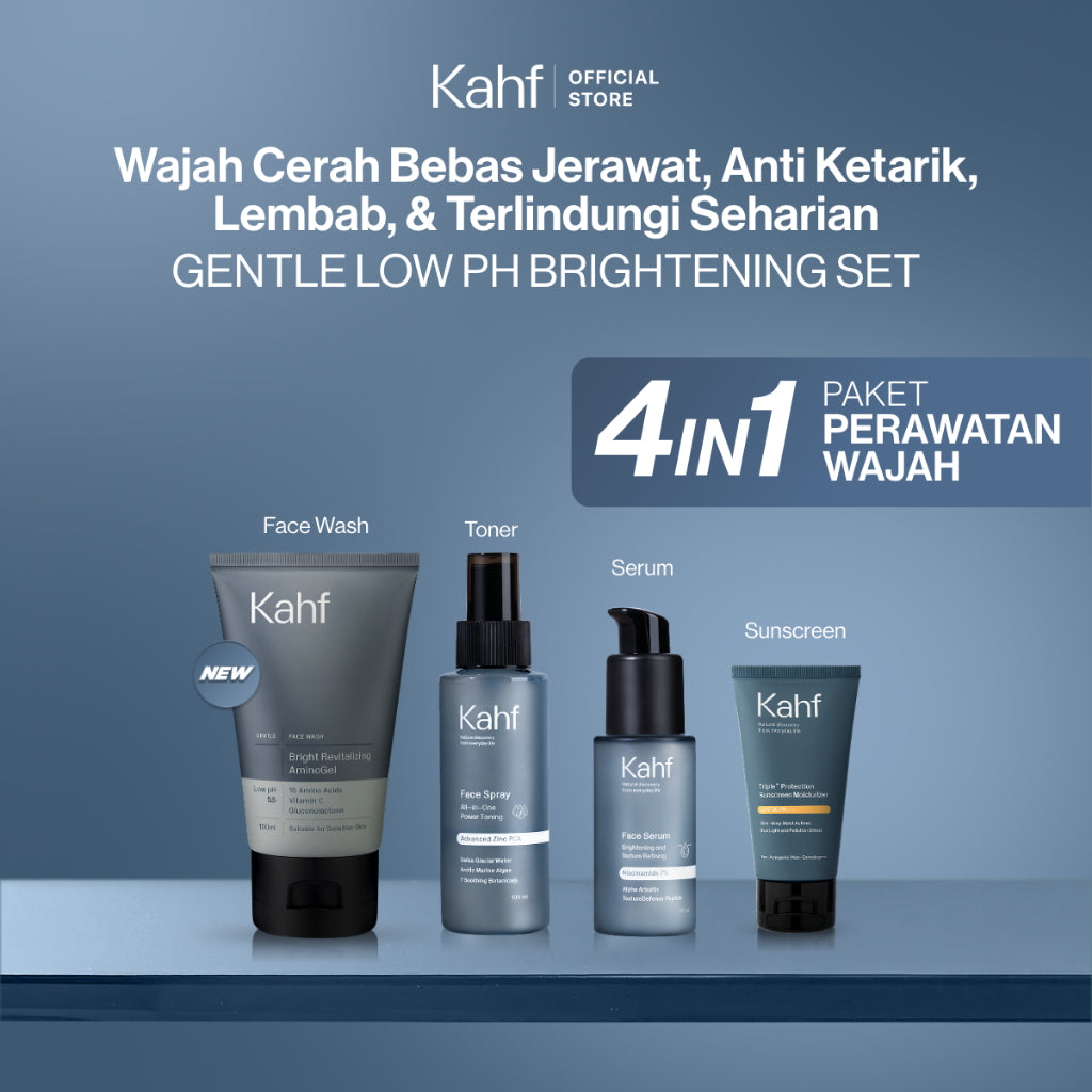 [SPECIAL 11.11 : KAHF BUNDLE 4IN1 PAKET PERAWATAN WAJAH] Paket Face Care Expert Complete Kit (Face Wash + Toner + Serum + Sunscreen Moisturizer) - Wajah Bebas Jerawat, Anti Ketarik, Lembab, & Terlindungi Seharian - Suitable for Daily Use