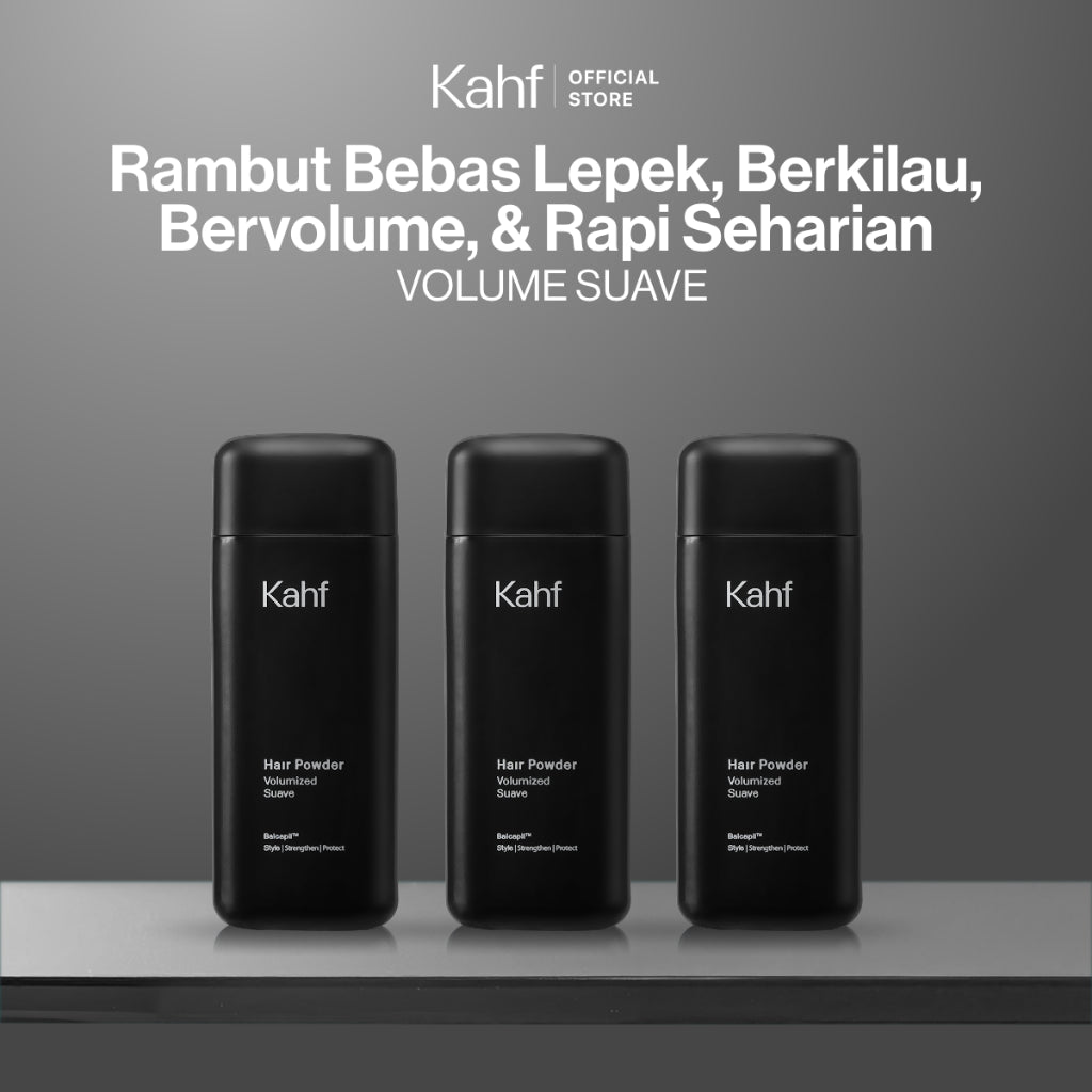 [KAHF BUNDLE 3IN1 PAKET POMADE/HAIR POWDER RAMBUT BEBAS LEPEK, BERKILAU, BERVOLUME, & RAPI SEHARIAN] Triple Pack Hairstyling Pomade or Powder - 3 pcs Gel Rambut & Bubuk Penata Rambut - Approved by Barber and Suitable for Daily Use