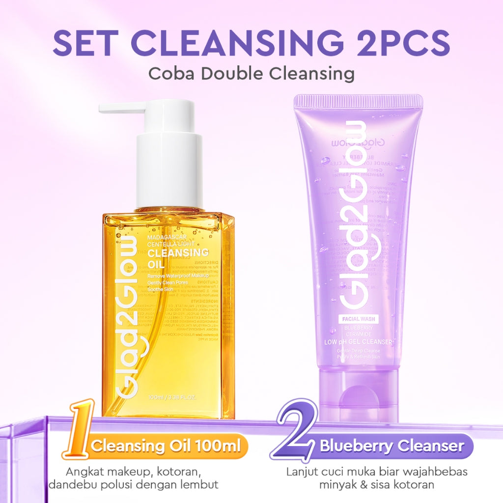 Glad2Glow Blueberry Ceramide Low pH Gel Cleanser facial wash skincare face wash sabun cuci muka cleansing balm exfoliating exfoliasi wajah sabun muka pembersih wajah Memperbaiki penghalang kulit tetap terhidrasi wajah G2G g2glow official store