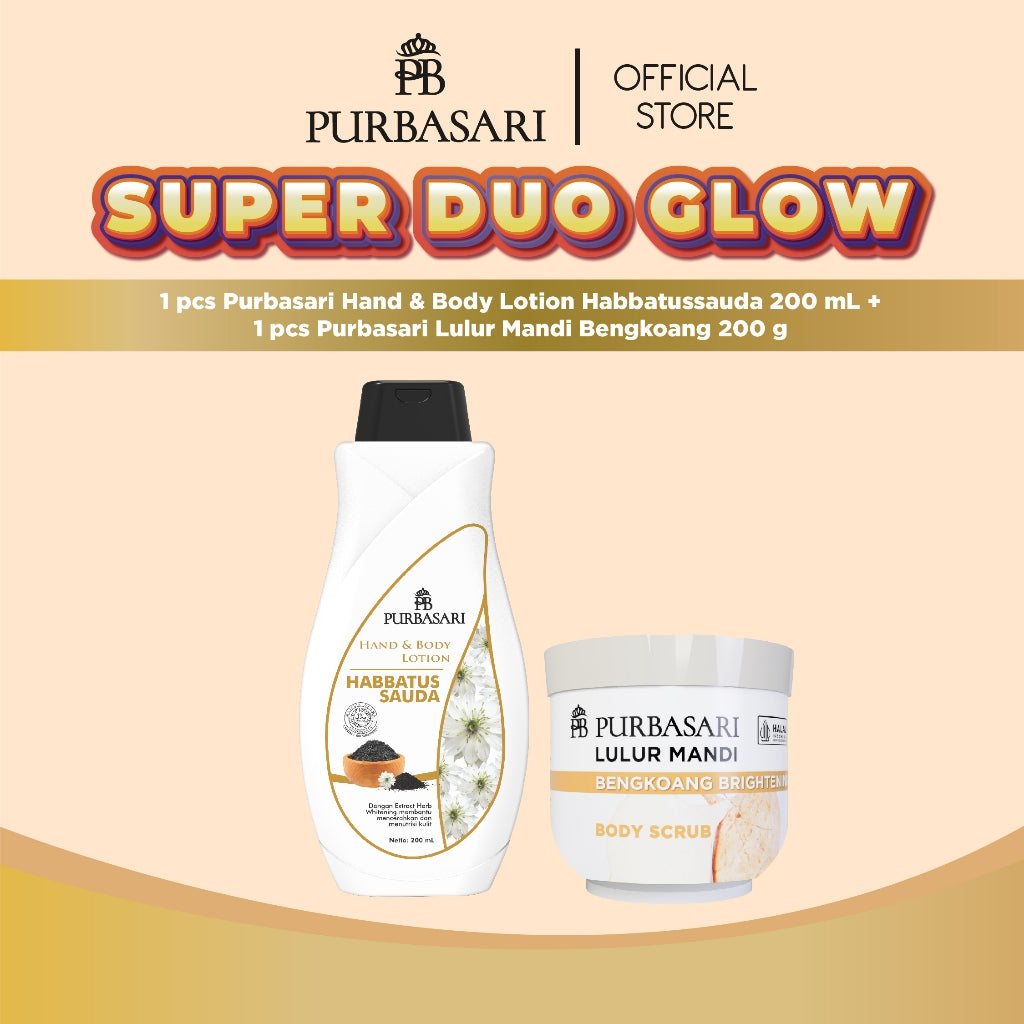 [COMBO SUPER DUO GLOW] Lulur Mandi 200gr + Hand & Body Lotion Habbatusauda 200ml