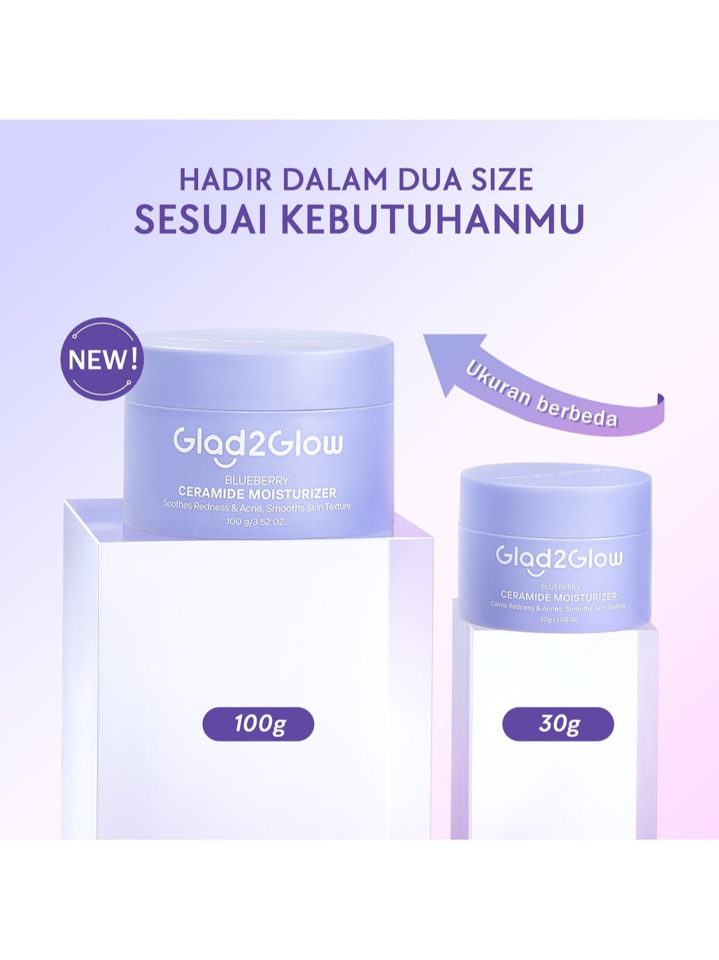 [Isi Besar Hemat]Glad2Glow Moisturizer Series100G Water Gel Niacinamide Brightening Retinol CentellaMencerahkan Pemutih Kulit Pelembab Bercahaya Krim Siang dan Malam Perawatan Kulit Ekstrak Delima Asam Lemak Asam Delima Wajah G2glow official store