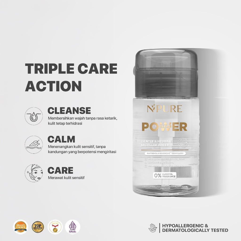 NEW LAUNCH - NPURE Gentle & Hydrate Micellar Water 100ML / Micellar No Alcohol / Micellar Gentle / Sensitive skin / No SLS