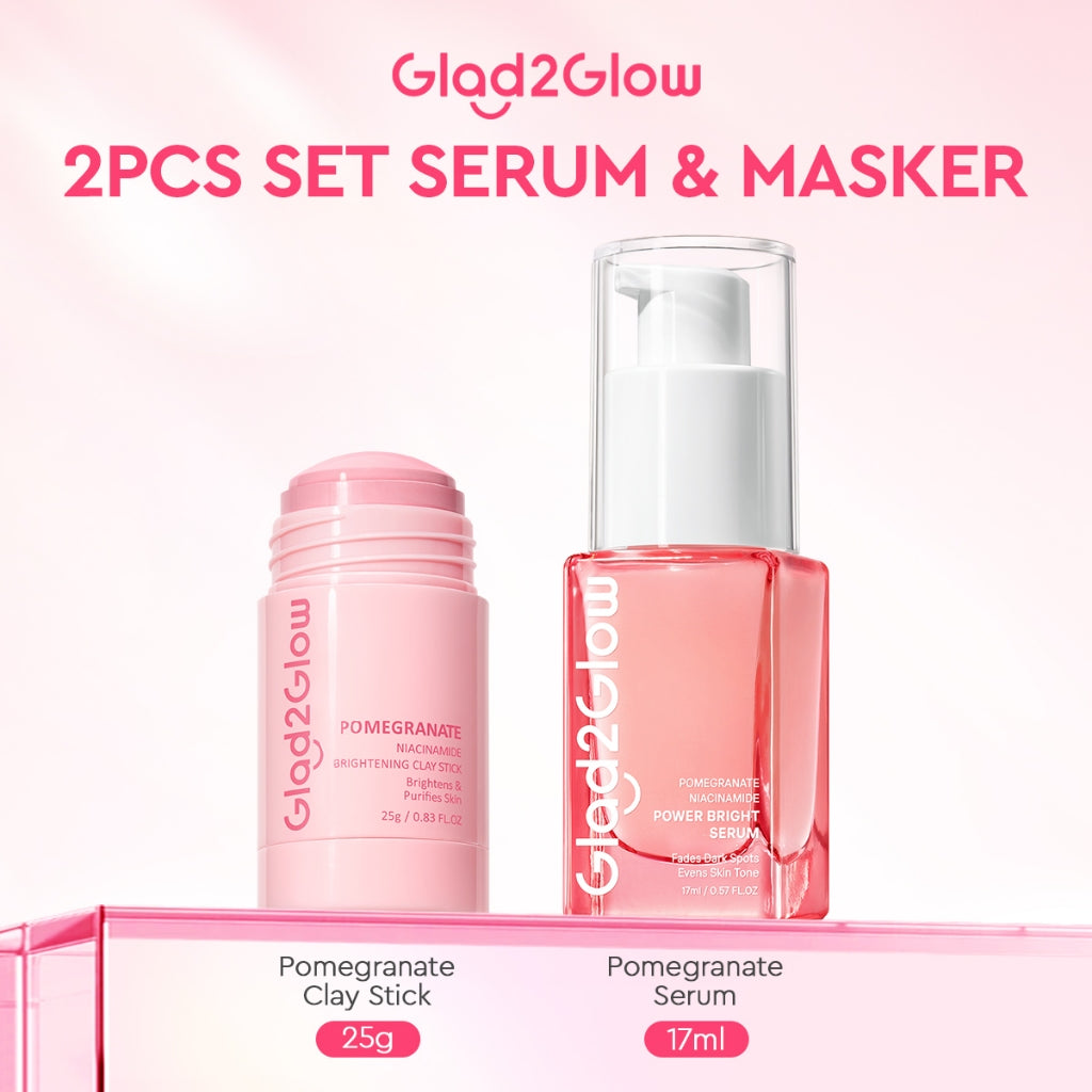 Glad2Glow Pomegranate Niacinamide Brightening Clay Stick Masker Glad2Glow Masker Wajah  Masker Brightening Masker Glowing Mud Masker Clay Masker Pencerah Wajah Masker Mencerahkan Clay Mask Brightening Clay Stik Pembersih Komedo Masker Stik Masker Muka