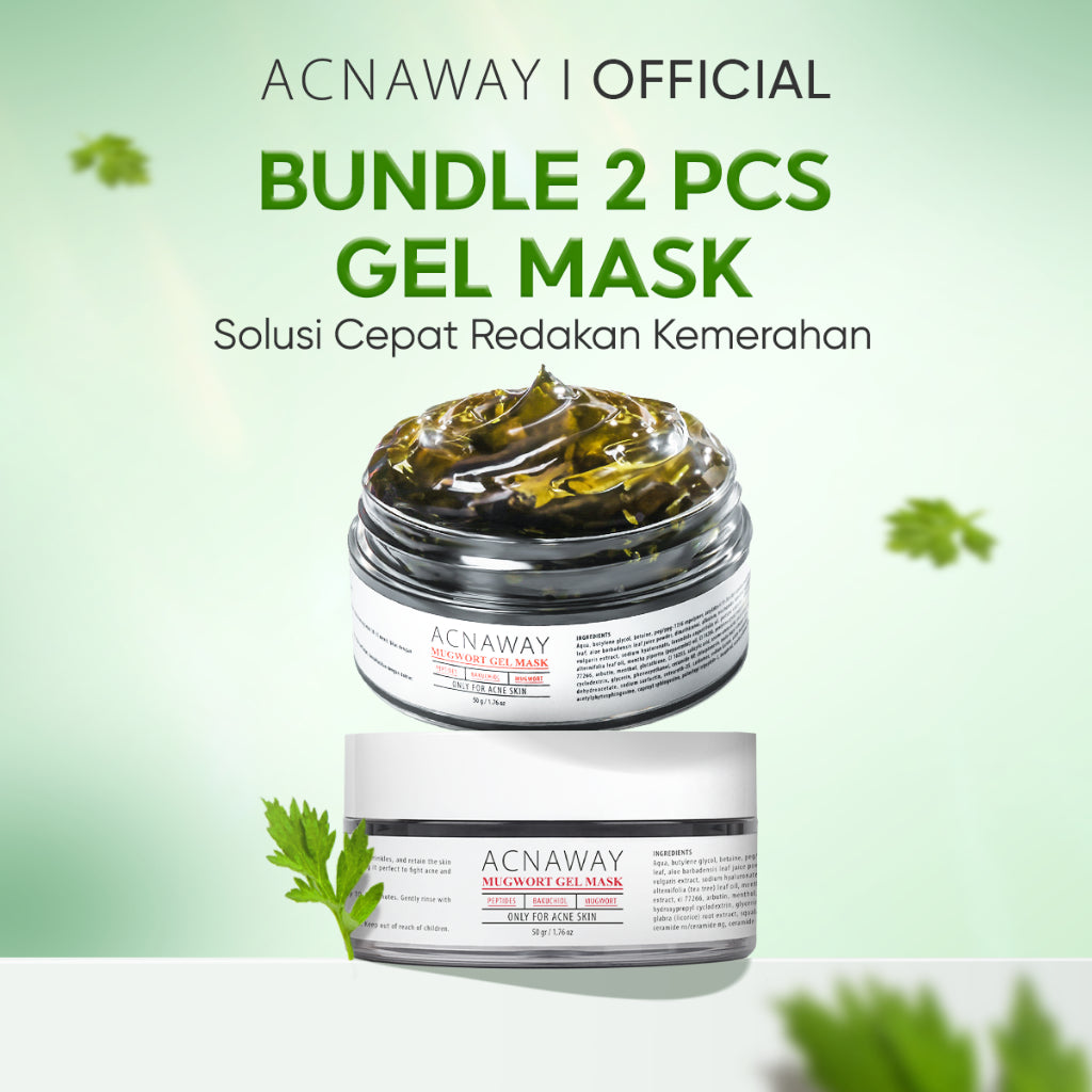 ACNAWAY Bundle 2 in 1 Mugwort Gel Mask + Mugwort Water Gel –Moisture Gel Pelembab Wajah Untuk Kulit Berjerawat Acne Friendly Melembapkan Wajah Sensitif Cooling Soothing Gel Untuk Kulit Kemerahan Acne Prone Face Mask Gel Masker Wajah untuk Kulit Berjerawat