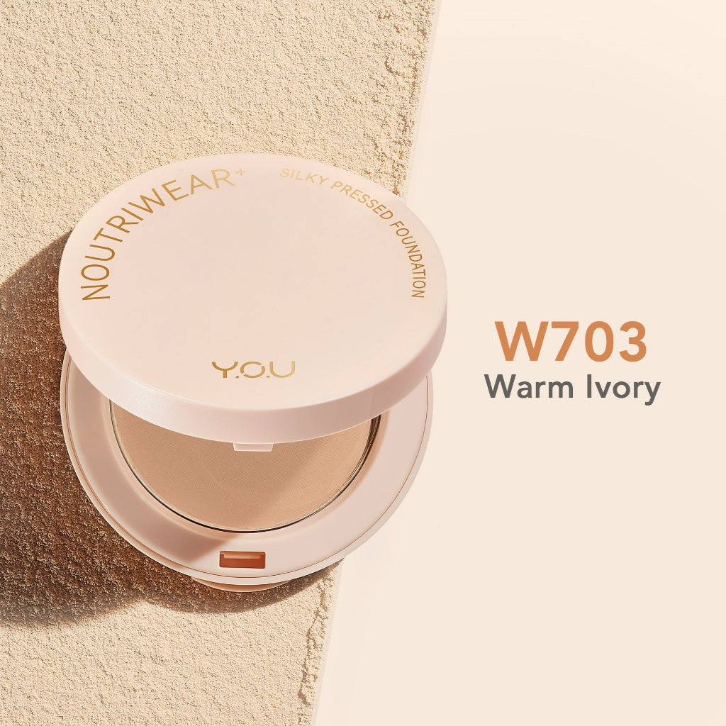 YOU NoutriWear+ Silky Pressed Foundation Full Coverage Oil Control & Tahan Lama 24 Jam | Bedak Padat Perfect Coverage | Bedak Pengontrol Minyak