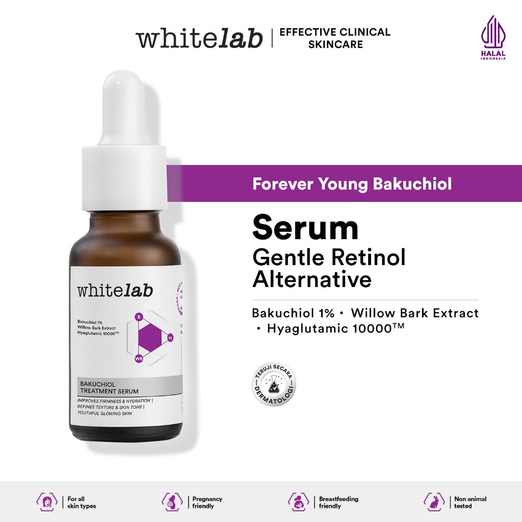 Whitelab Bakuchiol Treatment Serum - Atasi Jerawat dan Bruntusan Alternatif Retinol dengan Bakuchiol & Hyaglutamic [BPOM]