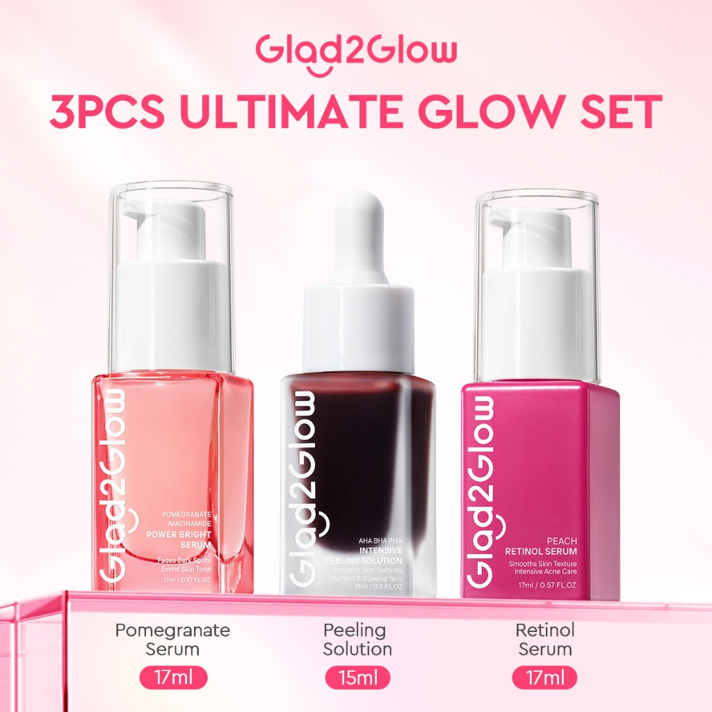 Glad2Glow Serum Series Peeling Serum Exfoliating Serum Bright Serum Glad2Glow Serum Mencerahkan Wajah Serum Pemutih Wajah Serum Retinol Serum Dark Spot Serum Acne Spot Serum Jerawat Glowing Serum Whitening Serum Brightening Serum Glow G2G Serum Niacinamid