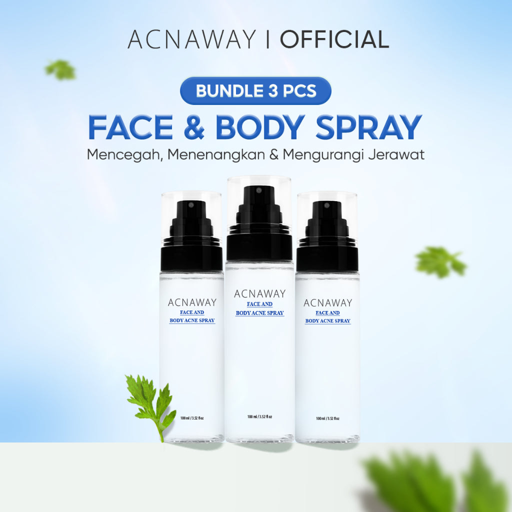 ACNAWAY Acne Face & Body Spray – Face Mist Spray Jerawat untuk Wajah & Badan | Skincare Calming Spray dengan AHA BHA PHA + BSASM + Multibiome | Penghilang Jerawat Punggung, Melembapkan & Menyejukkan Kulit Berjerawat