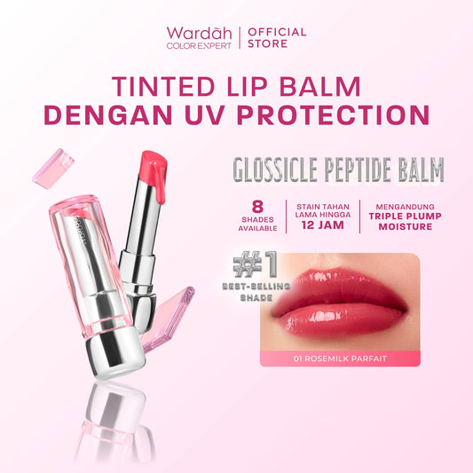 NEW! WARDAH Glossicle Peptide Balm - Ombre Glossicle - Dilengkapi dengan Peptide & UV Filter - Memperkuat Lip Barrier - Tidak Lengket- Glossy - Lip Balm -Lip Tint - Makeup - Natural Gloss - Glossy - Tinted Balm