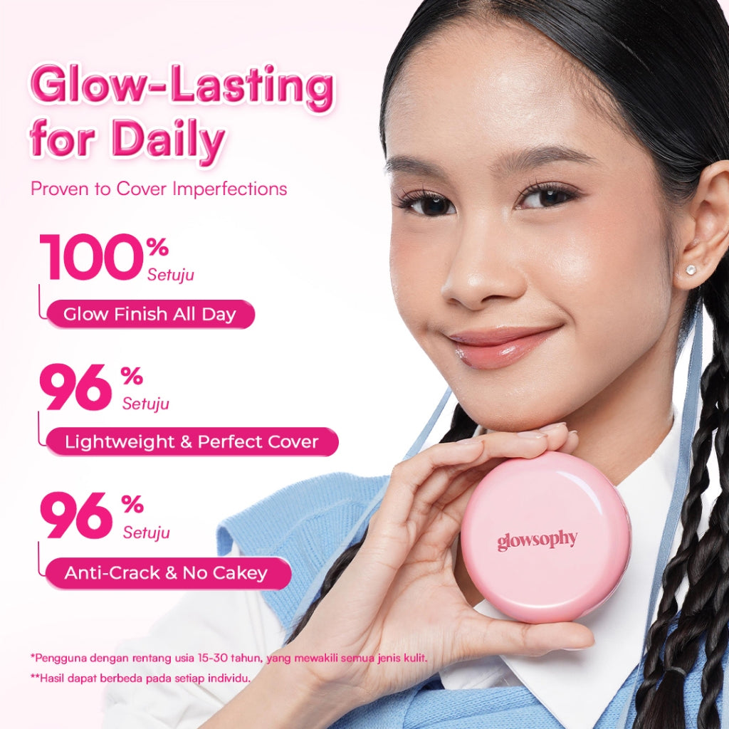 Glowsophy Bundle 2in1 Cover Duo Radiance Set Cover Glow + Cover Fit Serum Cushion Long Lasting All Day - Glow Matte Finish Cushion Ringan dengan Medium Coverage Menyamarkan Pori-Pori dan Garis Halus Cushion Kulit Asia Foundation Waterproof Make Up Setting