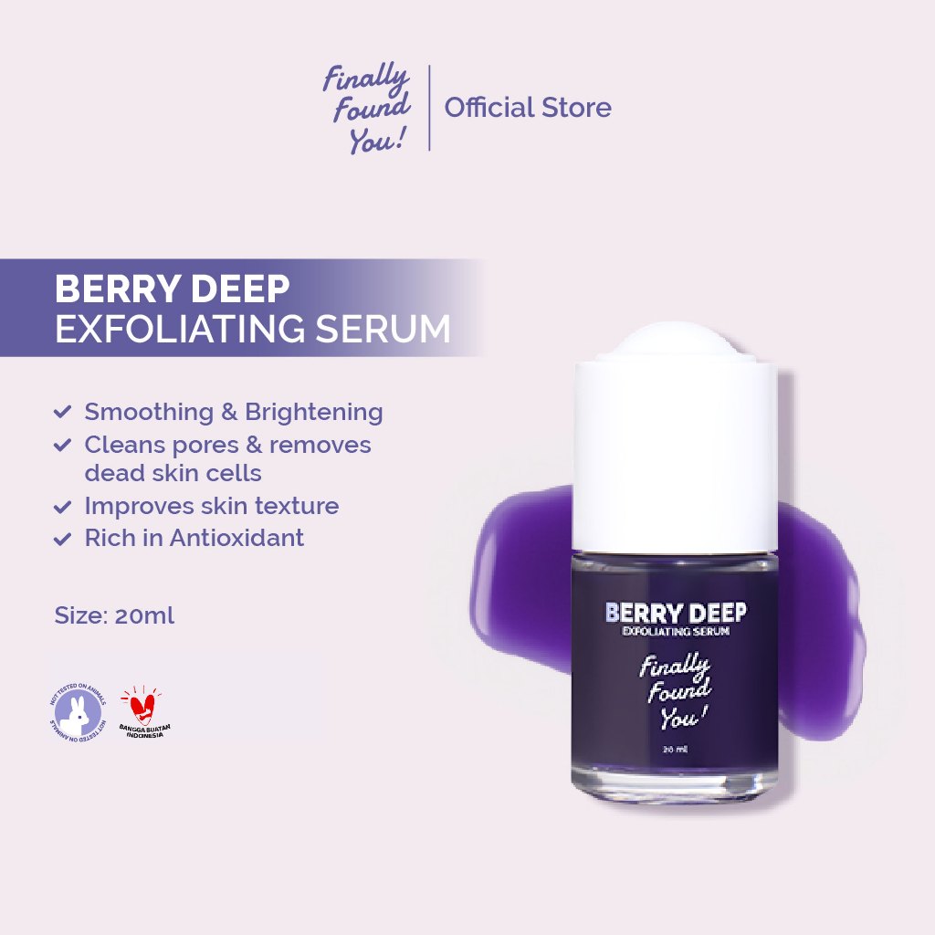 Finally Found You! BERRY DEEP Exfoliating Serum 20ml - Serum Exfoliasi Wajah dengan AHA BHA PHA LHA untuk Menghaluskan, Mencerahkan dan Mengangkat Sel Kulit Mati