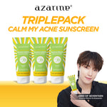 [3 PCS] Azarine Triplepack Calm My Acne Sunscreen / [3 PCS] Cicamide Barrier Sunscreen Moisturizer SPF35 PA+++ [LULUS UJI INVIVO INVITRO] Untuk Kulit Sensitif Berjerawat 40 ml