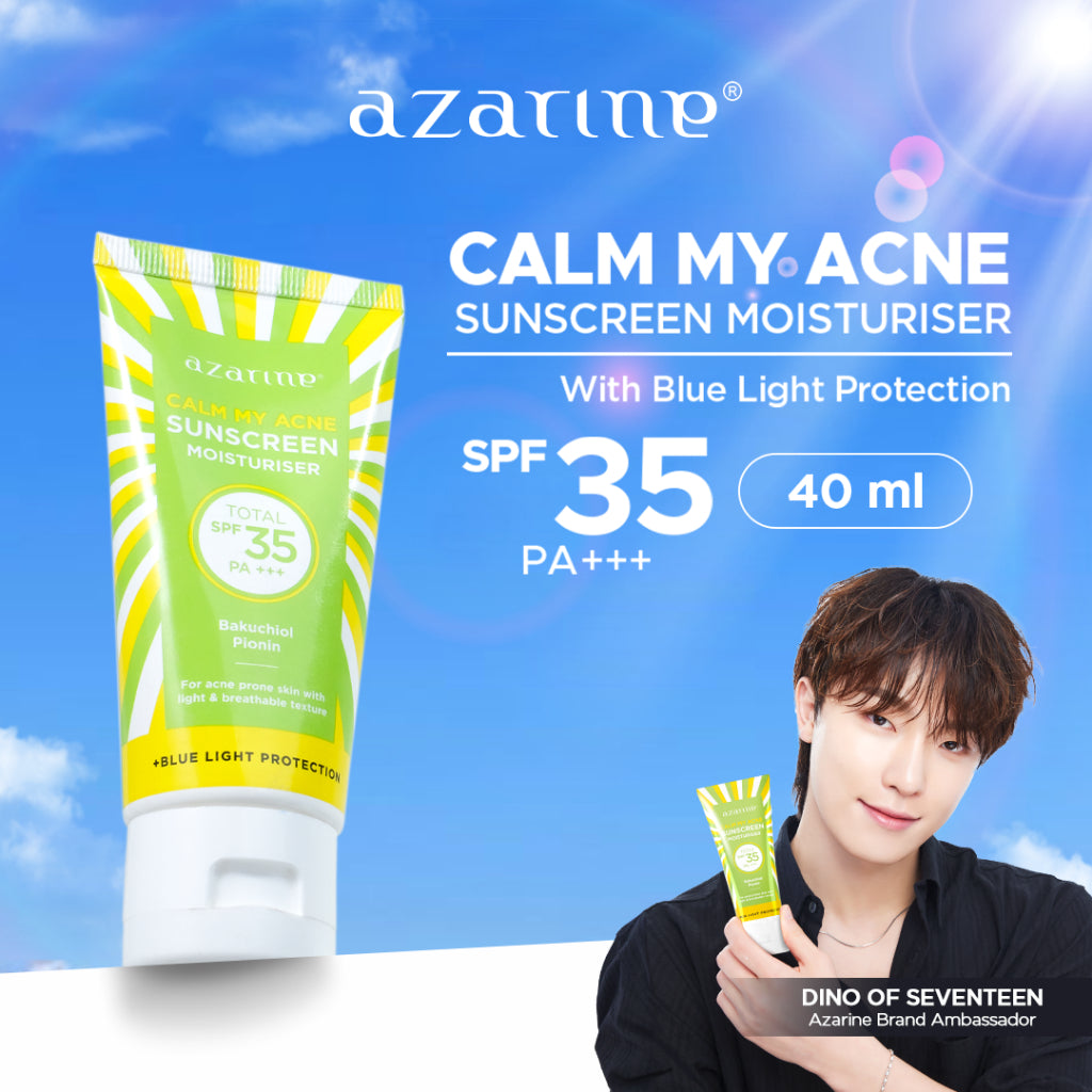 Azarine Calm My Acne Sunscreen Moisturiser SPF35 PA+++ [LOLOS UJI INVIVO INVITRO] Sunscreen Gel Untuk Kulit Berminyak Berjerawat Sensitif 40ml