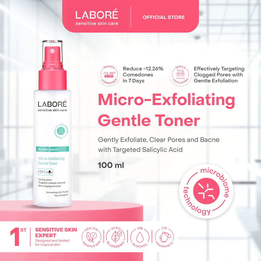 Labore AcnePro Biome Micro Exfoliating Gentle Toner (100ml) - Toner Eksfoliasi Wajah untuk Kulit Berjerawat dengan Kandungan Salicylic Acid